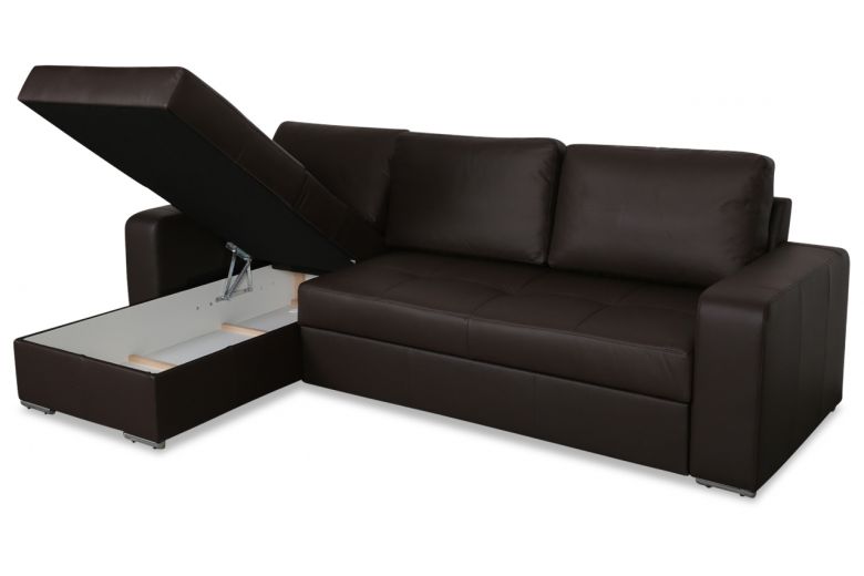 Leather corner sofa - Flores R (Pull-out with storage box)