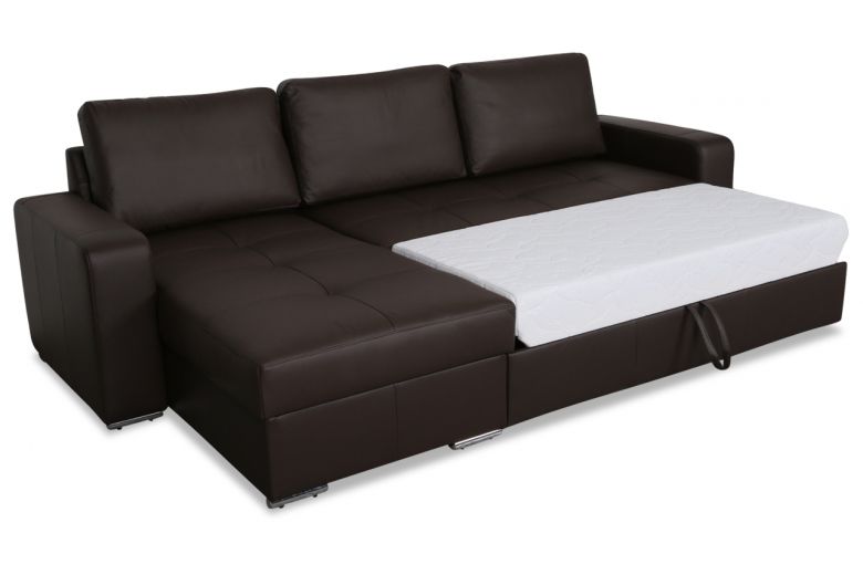 Leather corner sofa - Flores R (Pull-out with storage box)