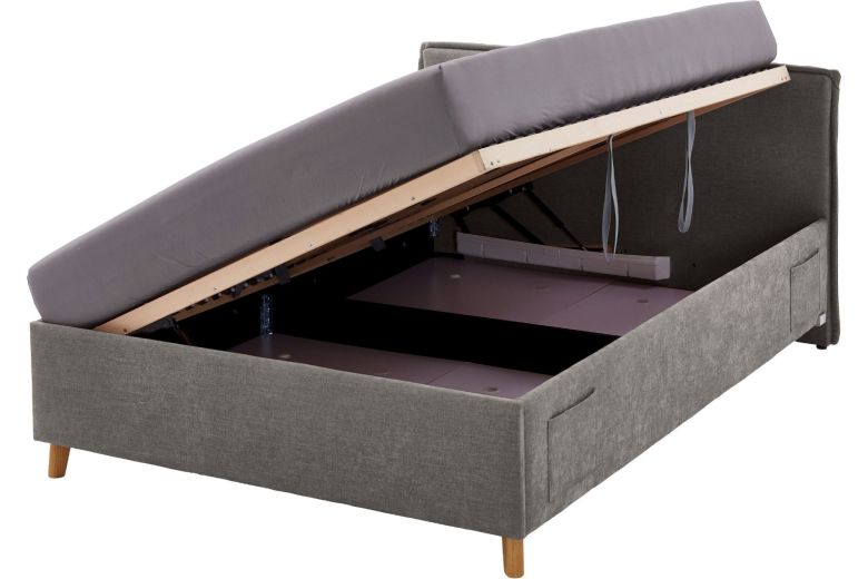 Upholstered bed 120x200 - Fun with bed slat (With storage box)