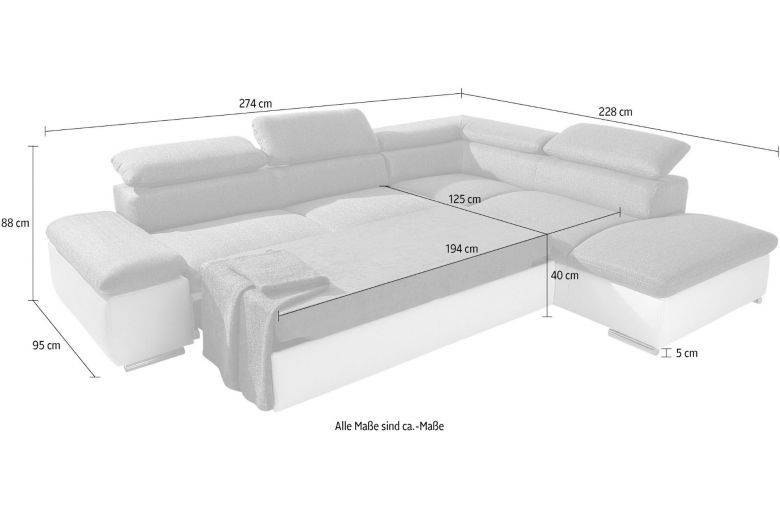 Corner sofa XL - Valantine (Pull-out)