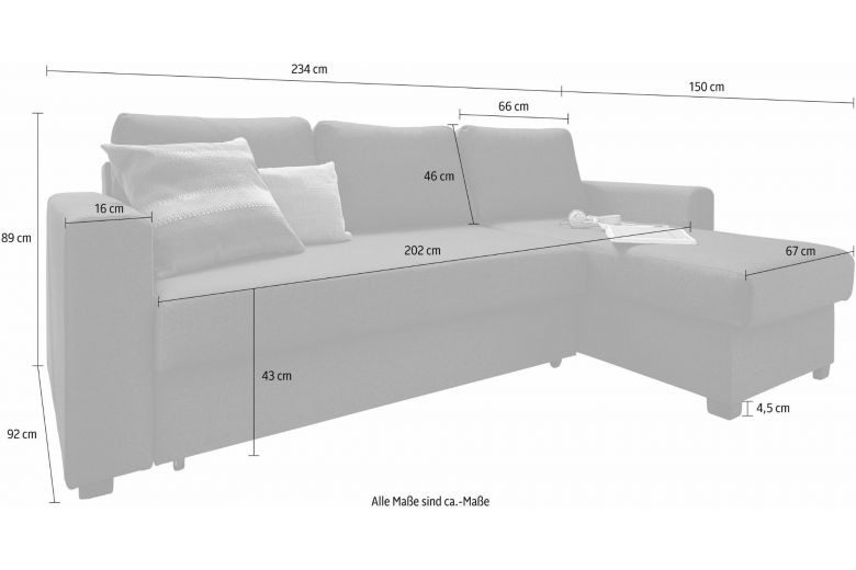 Corner sofa - Dublin (Pull-out with storage box)