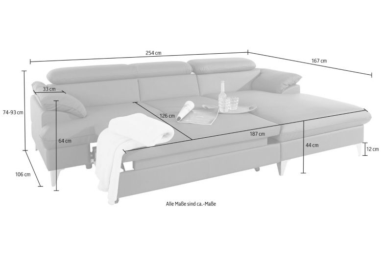 Corner sofa - Caluso (Pull-out with storage box)