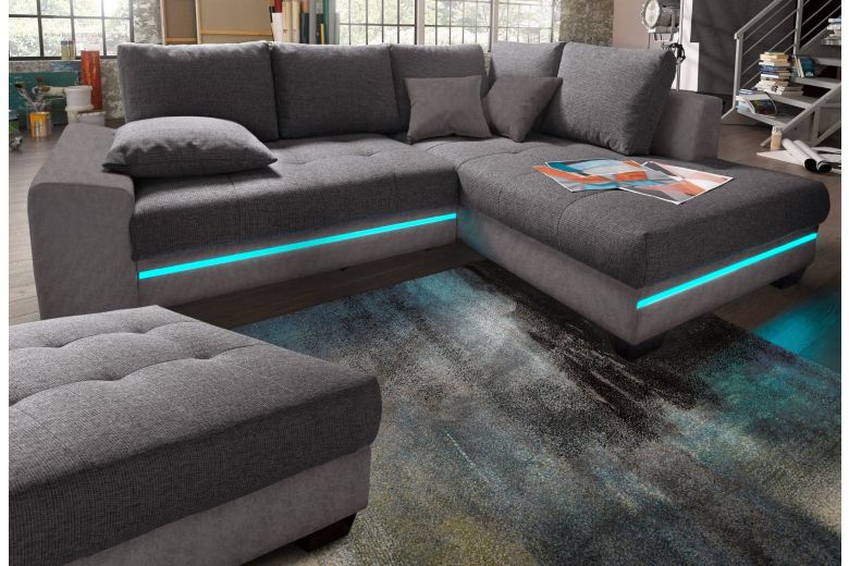 Stūra dīvāns XL - Nikita ar LED (Izvelkams ar veļas kasti)