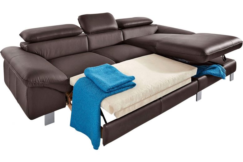 Leather corner sofa - Driver ar pufu with hocker (Pull-out with storage box)