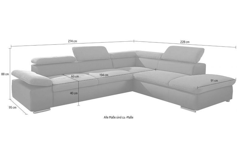 Corner sofa XL - Valantine (Pull-out)