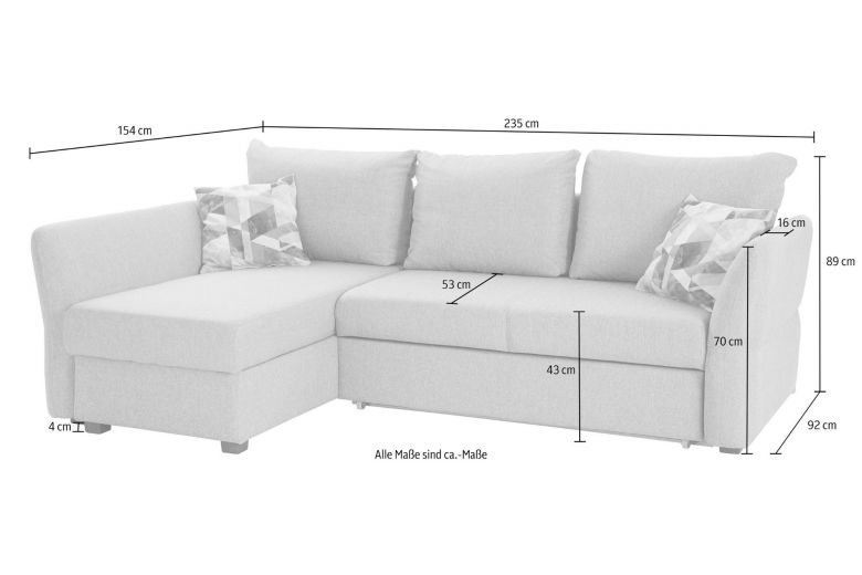 Corner sofa - Genua (Pull-out with storage box)