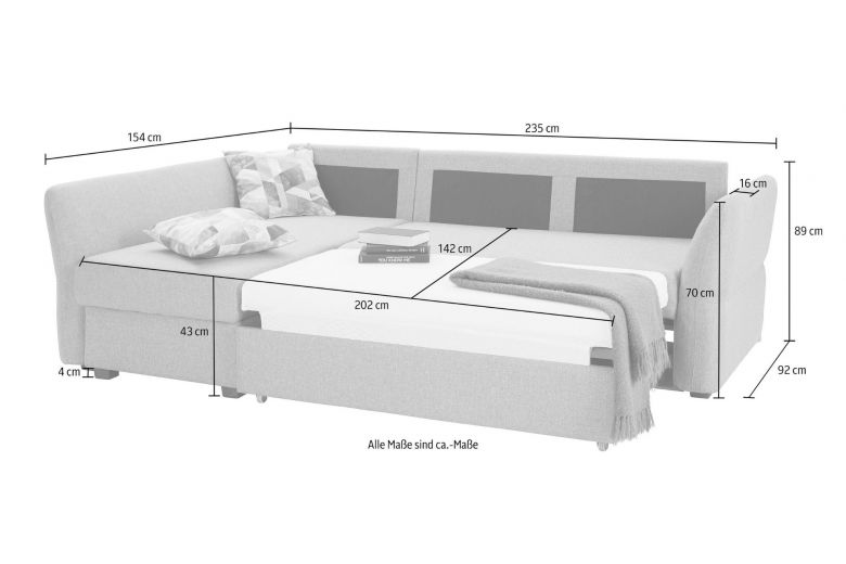 Corner sofa - Genua (Pull-out with storage box)
