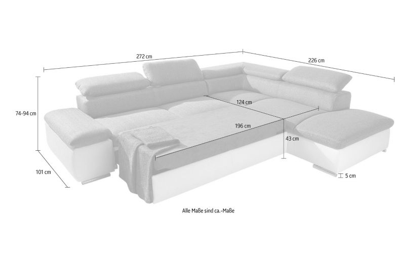Corner sofa XL - Valantine XL (Pull-out)