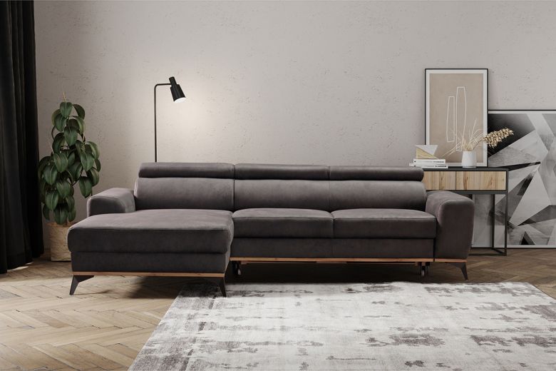 Leather corner sofa - Flavio (Pull-out with storage box)