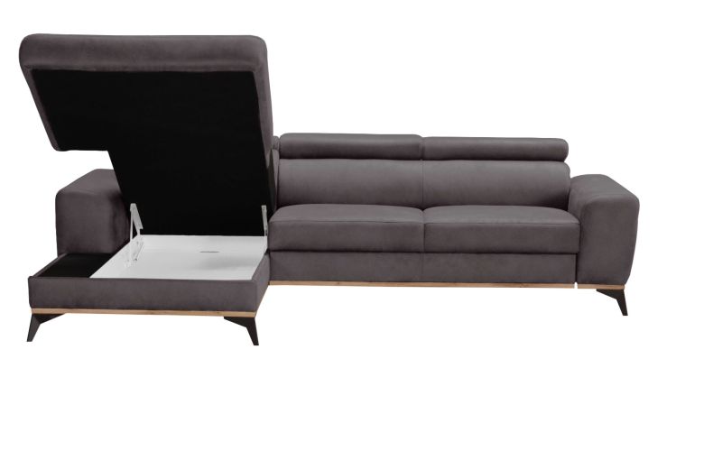 Leather corner sofa - Flavio (Pull-out with storage box)