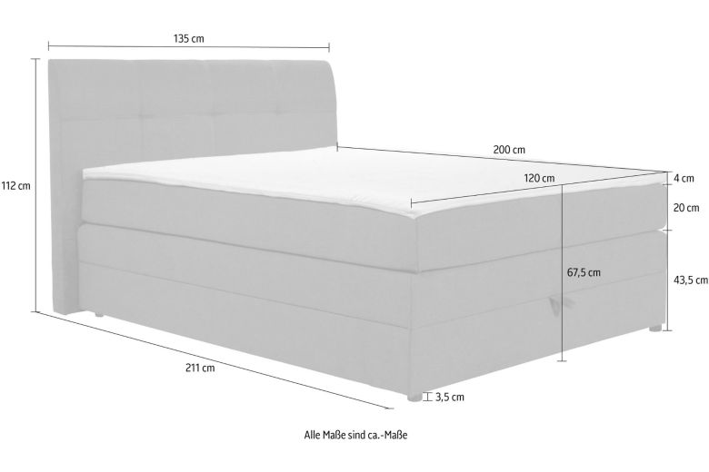 Kontinentālā gulta 120x200 - Finja (Ar veļas kasti)