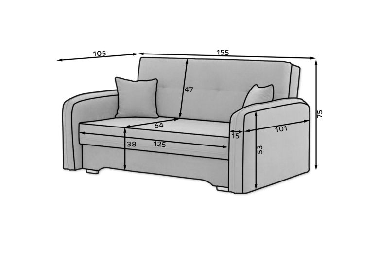 Sofa+bed - Laine (Pull-out with storage box)