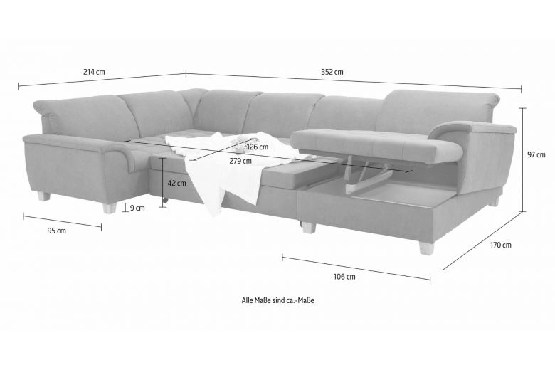 U shape sofa - Lyla U (Pull-out with storage box)