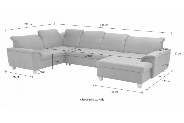 U shape sofa - Lyla U (Pull-out with storage box)