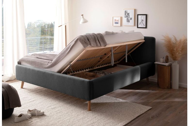 Upholstered bed 160x200 - Mattis (With storage box)
