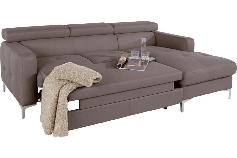 Leather corner sofa - Sammy ar pufu (Pull-out with storage box)