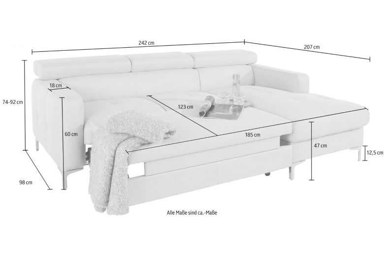 Leather corner sofa - Sammy ar pufu (Pull-out with storage box)