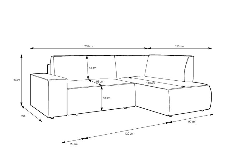 Corner sofa XL - Sherwood (Pull-out with storage box)