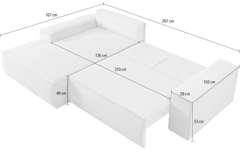 Corner sofa - Sherwood (Pull-out with storage box)