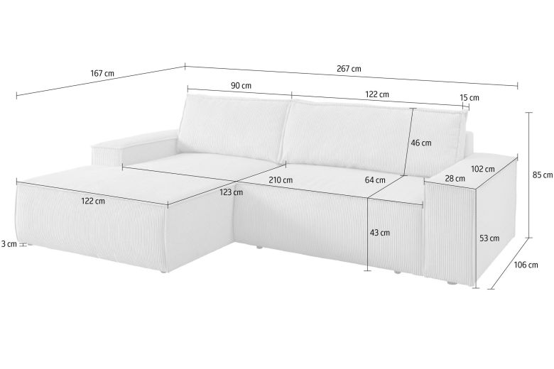 Corner sofa - Sherwood (Pull-out with storage box)