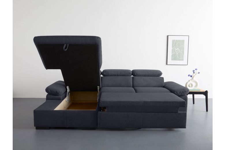 Corner sofa - Lola with hocker (Pull-out with storage box)