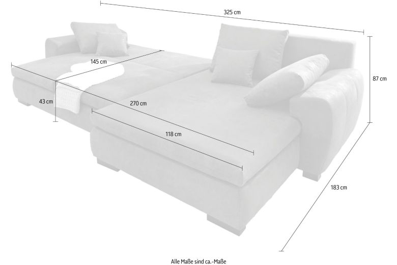 Corner sofa with changeable corner - Cara Mia (Pull-out with storage box)