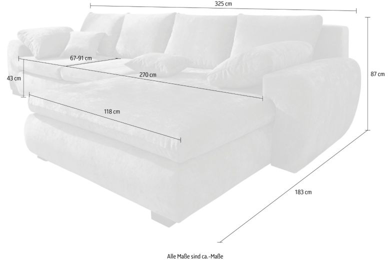 Corner sofa with changeable corner - Cara Mia (Pull-out with storage box)