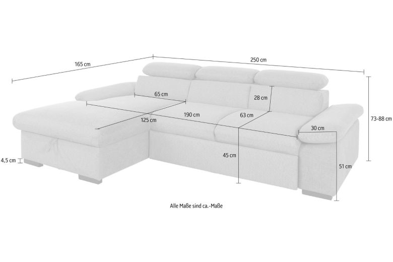 Corner sofa - Lola (Pull-out with storage box)