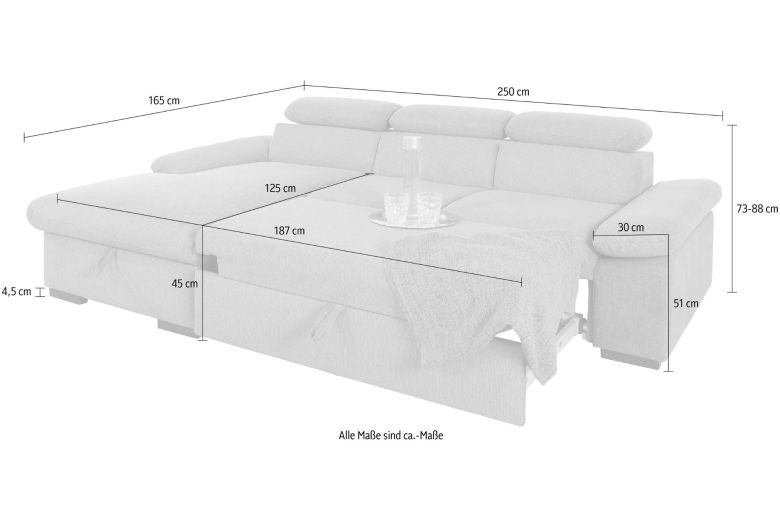 Corner sofa - Lola (Pull-out with storage box)