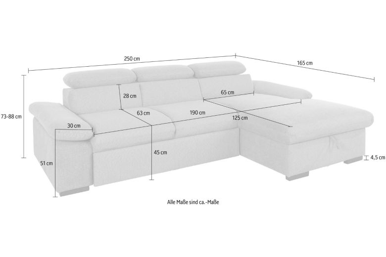 Corner sofa - Lola with hocker (Pull-out with storage box)