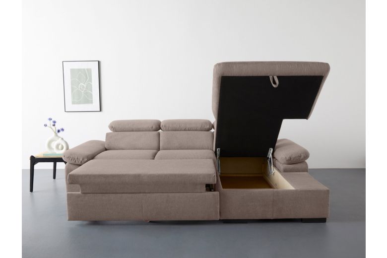 Corner sofa - Lola with hocker (Pull-out with storage box)