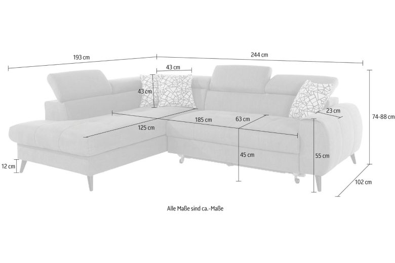 Corner sofa XL - Mia (Pull-out with storage box)