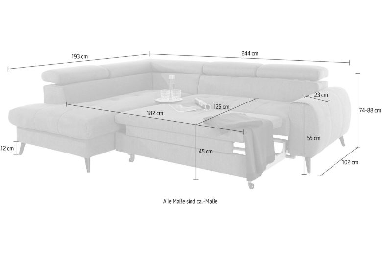 Corner sofa XL - Mia (Pull-out with storage box)