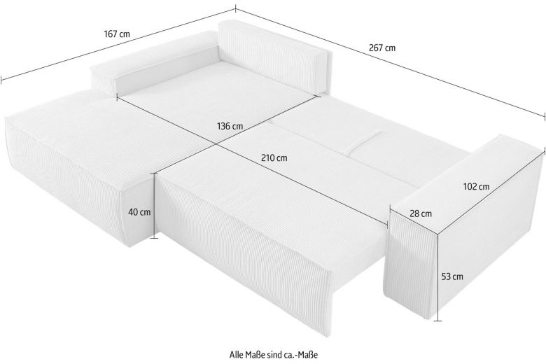 Corner sofa - Sherwood (Pull-out with storage box)
