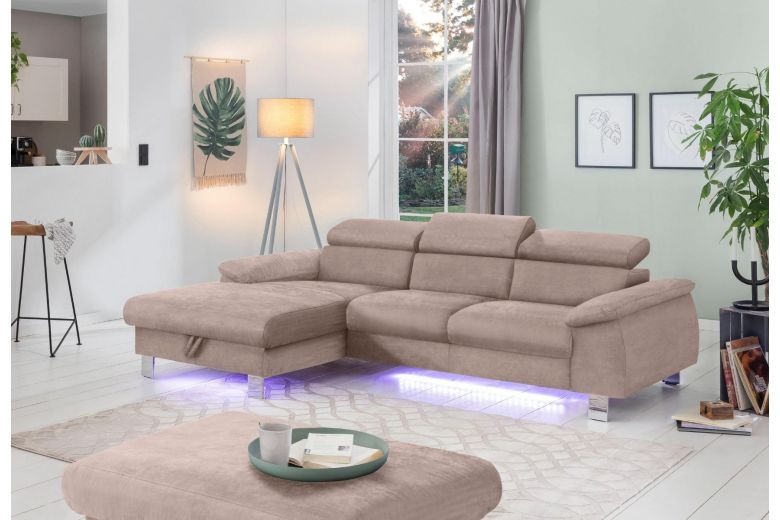 Corner sofa - Micky ar LED (Pull-out with storage box)
