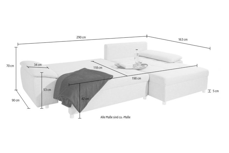 Corner sofa - Labene XXL (Pull-out with storage box)