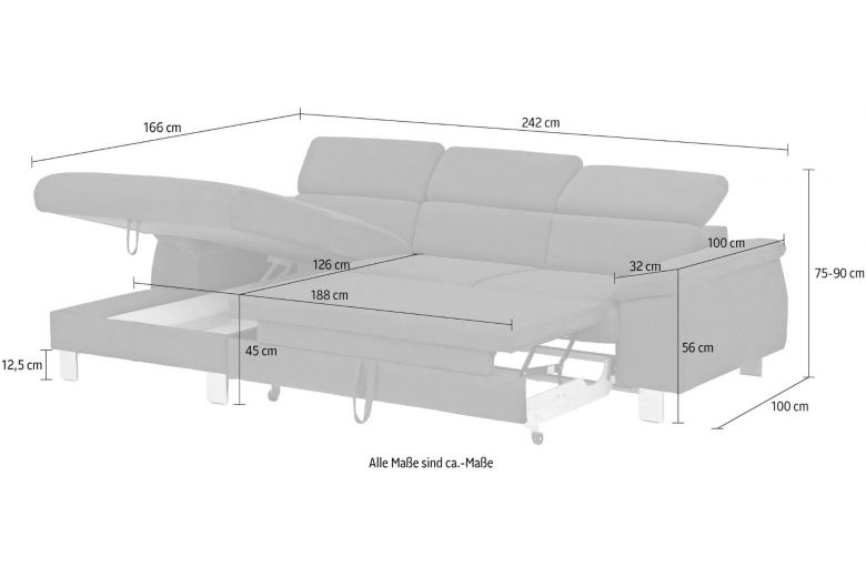 Corner sofa - Micky ar LED (Pull-out with storage box)