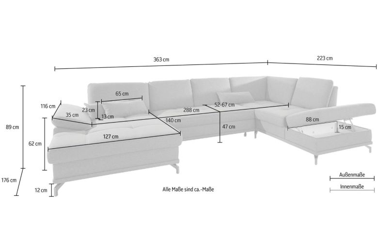 U shape sofa - Costello (Pull-out with storage box)