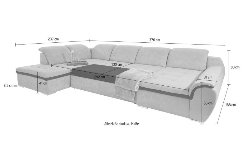 U shape sofa - Banjo (Pull-out)