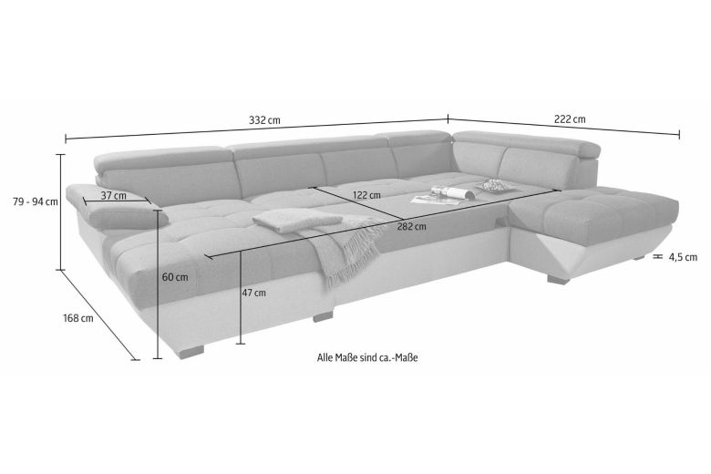 U shape sofa - Speedway (Pull-out with storage box)