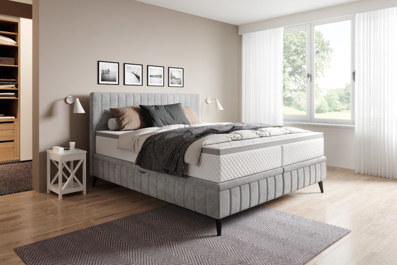 Upholstered bed 160x200 - Caya (With storage box)