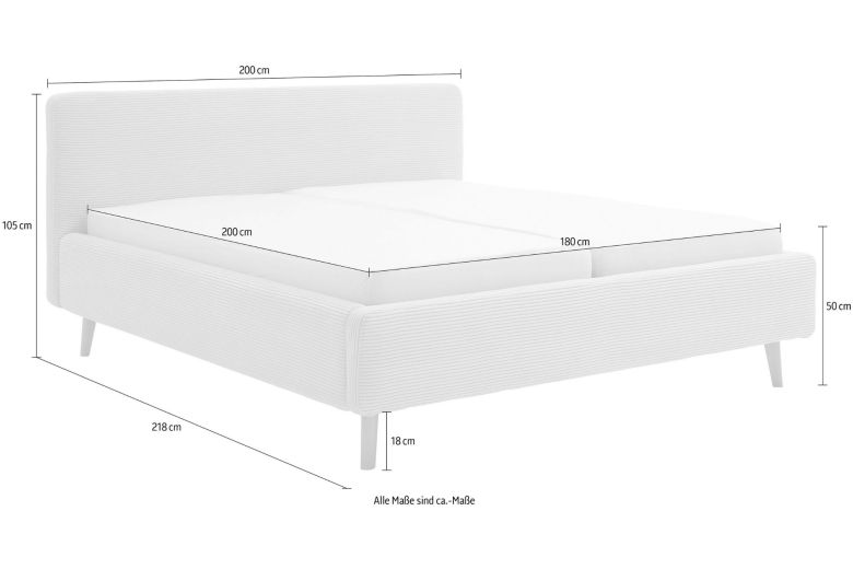Upholstered bed 180x200 - Mattis (With storage box)