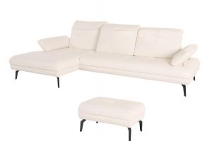 Leather corner sofa - Stenlille with hocker