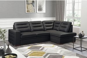 Leather corner sofa - Caro-P (Pull-out with laundry compartment)