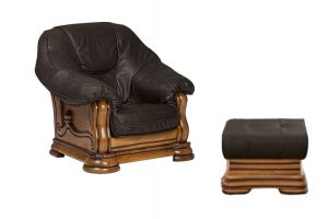 Leather chair - Grizzly with hocker