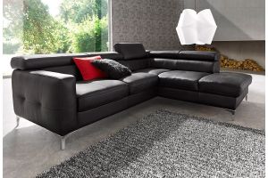 Leather corner sofa XL - Sammy (Pull-out with laundry compartment)