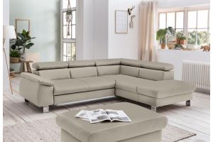 Leather corner sofa XL - Micky (Pull-out with laundry compartment)