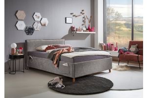 Upholstered bed 120x200 - Fun with bed slat (With storage box)