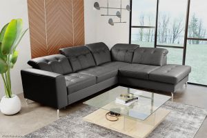Leather corner sofa XL - Paula (Pull-out)