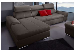 Leather corner sofa - Broadway (Pull-out)
